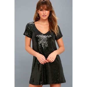 Black Sequin Shift Dress